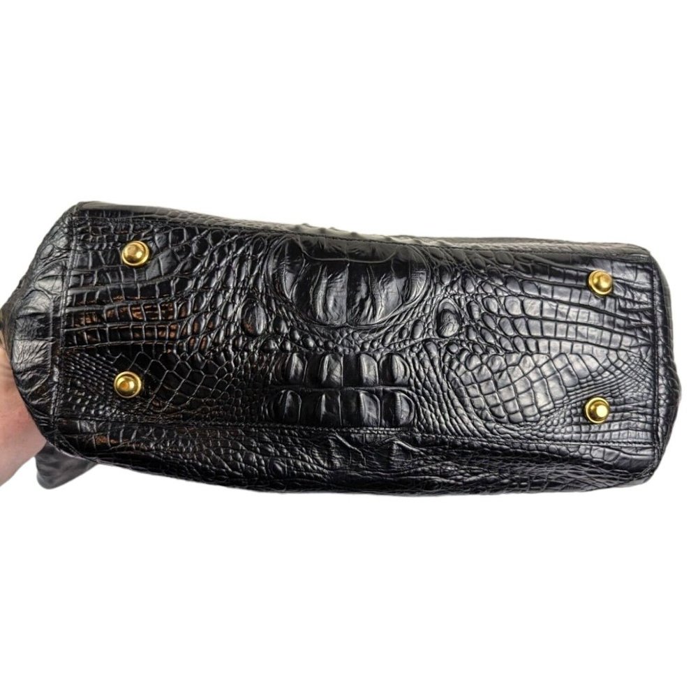 Brahmin Black Crocodile Leather Shopper Shoulder Bag Tote Large - Picture 6 of 9